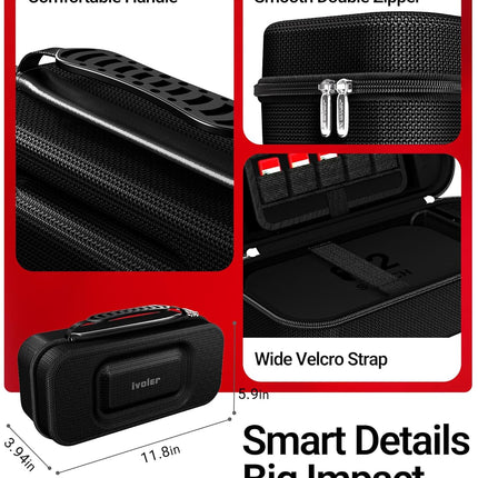 Large Capacity Black Travel Case for Switch 2/Switch/OLED