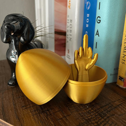 Middle Finger Easter Egg - Funny Adult Easter Gag Gift, Shiny Gold, 1 Pack