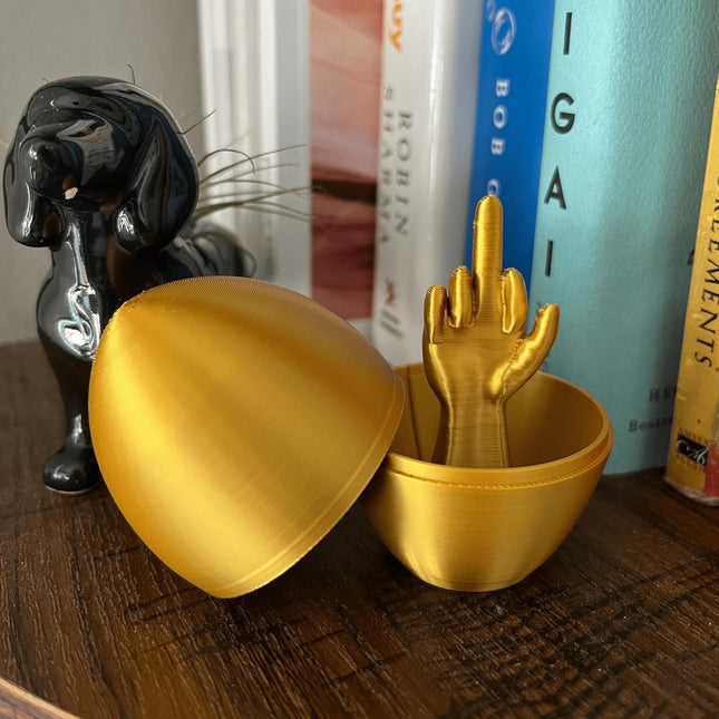 Middle Finger Easter Egg - Funny Adult Easter Gag Gift, Shiny Gold, 1 Pack