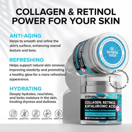 Anti-Aging Face Moisturizer with Retinol, Collagen & Hyaluronic Acid
