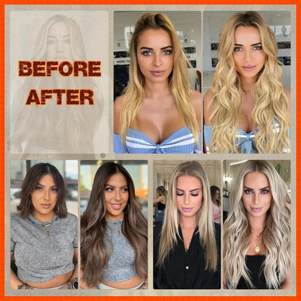 20-Inch Light Auburn Clip-In Remy Human Hair Extensions, 8-Piece Full Head Set