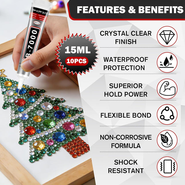 Clear Precision Tip Craft Glue 15ml, 10 Pack