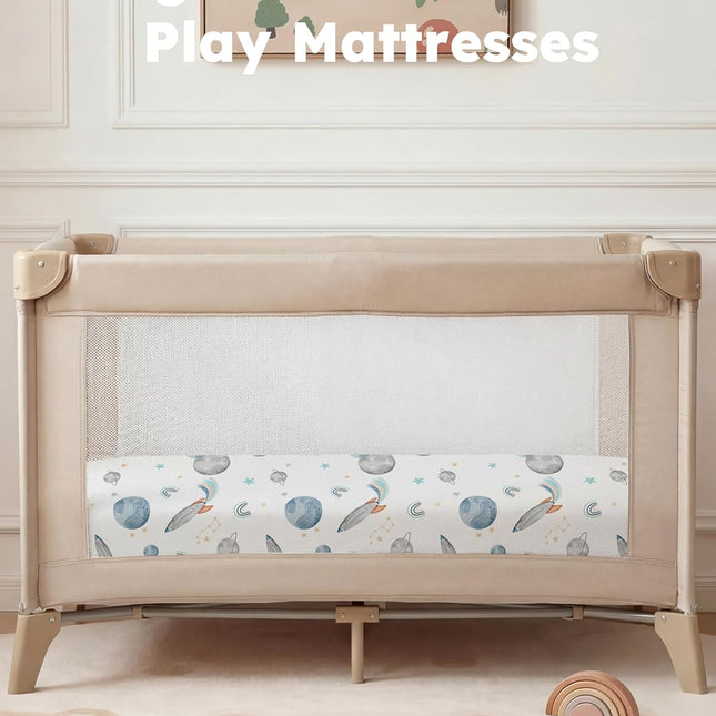 2-Pack Blue Rocket Fitted Playard Sheets, 38" x 26"