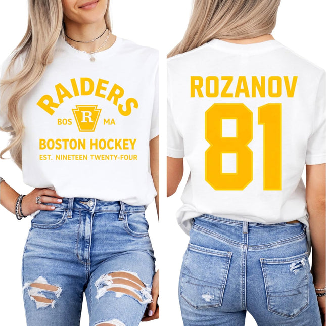 Hockey Number Back T Shirt Vintage Team Style Short Sleeve Casual Fan Tee - Black, Adult Small