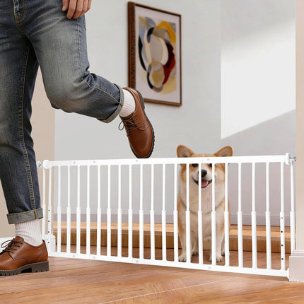10"-15.8" Height Adjustable Extra Wide All Metal Short Dog Gate, White