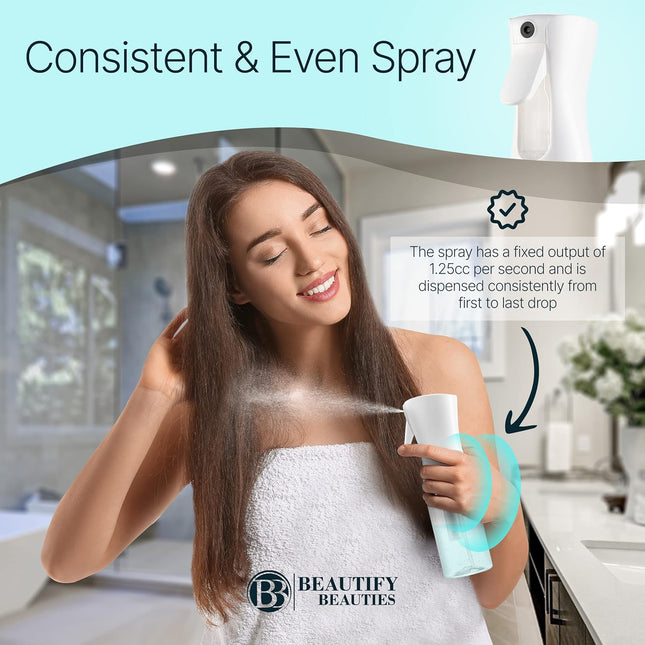 10.1 oz Continuous Mister Spray Bottle for Hair, Plants, Cleaning & Pets