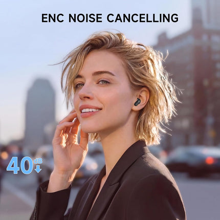 Wireless Bluetooth 6.0 Earbuds with 35H Playtime, Ultra-Light Fit, Bass Drivers, Clear Call Mic, Water & Dust Resistant, Blue