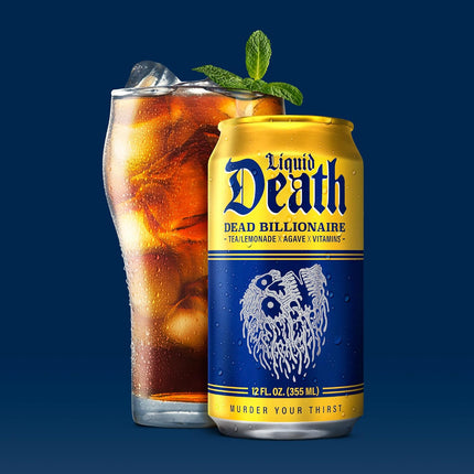 Dead Billionaire Black Tea Lemonade Iced Tea, Less Sugar, 12 fl oz, Pack of 12