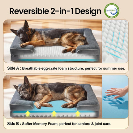 Orthopedic Memory Foam Pet Sofa Bed, 44-Inch Gray