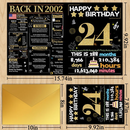 24th Birthday Card with Envelope - Back in 2002