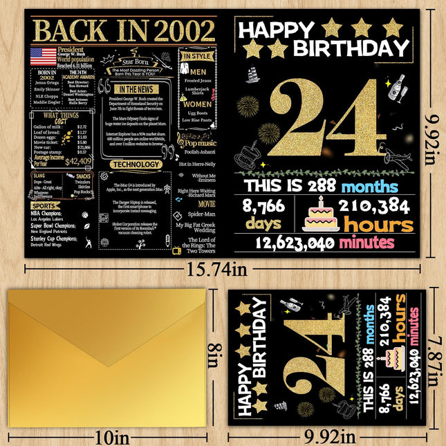 24th Birthday Card with Envelope - Back in 2002