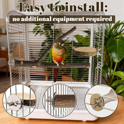 8 Pack 9 Inch Natural Wood Bird Perches, L Size