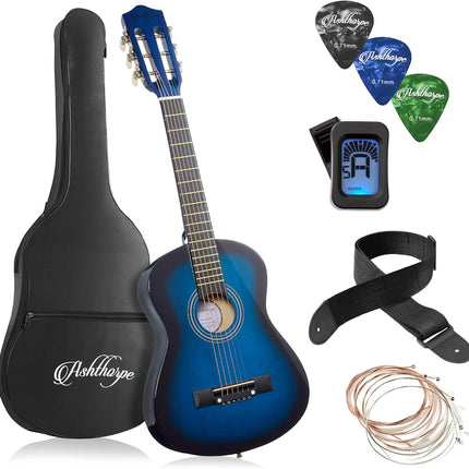 SourceToHome FuenteACasa Ashthorpe 30-inch Beginner Acoustic Guitar Package (Blue) — Home & Lifestyle
