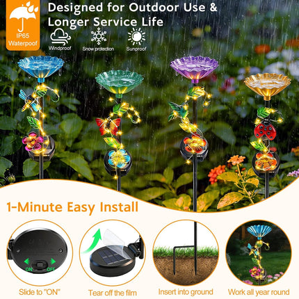 Solar Hummingbird Feeder with LED Garden Light