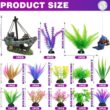Fish Tank Decor Set with Shipwreck Decoration