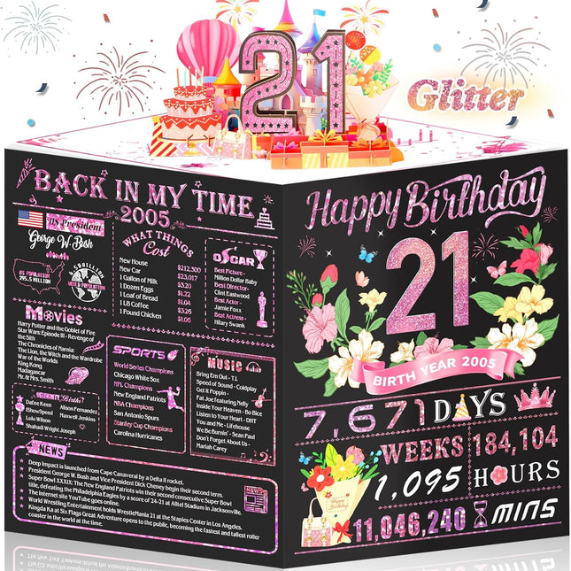 21st Birthday 3D Pop Up Funny Greeting Card for Her