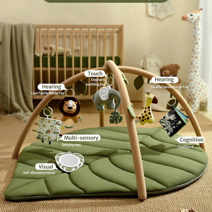 Oversize Leaf Shaped Baby Play Gym & Activity Mat with 6 Detachable Toys