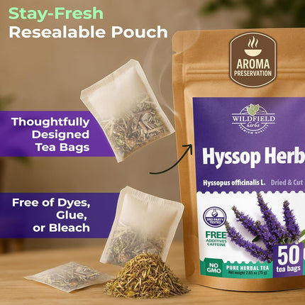 50 Bags Hyssop Dried Herb Tea Bags