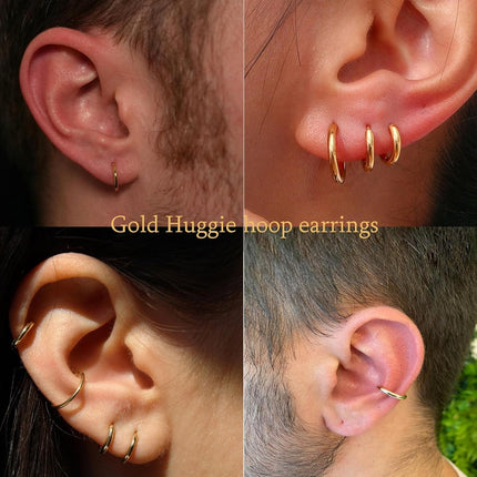 Hypoallergenic Titanium Hoop Earrings, Gold 12mm