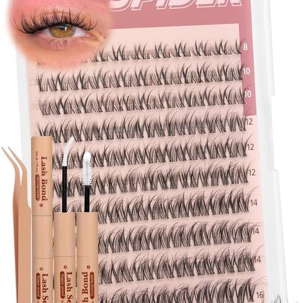 Spider Lash Clusters Kit Breeze Wispy Natural Fluffy D-Curl DIY Eyelash Extensions