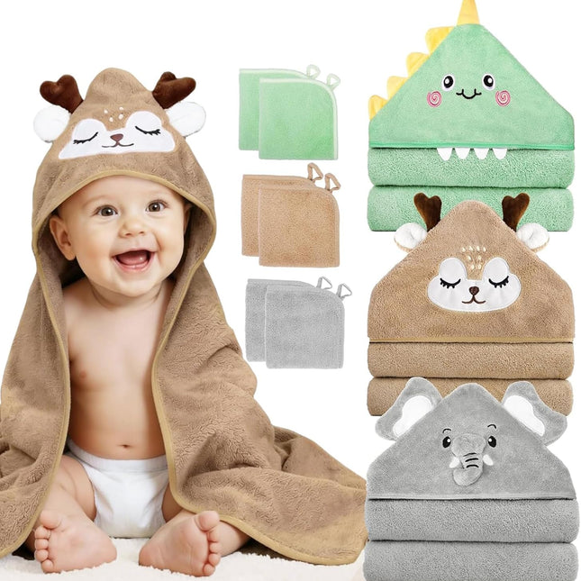 9-Piece Baby Bath Towel Set for Newborns, Infants & Toddlers