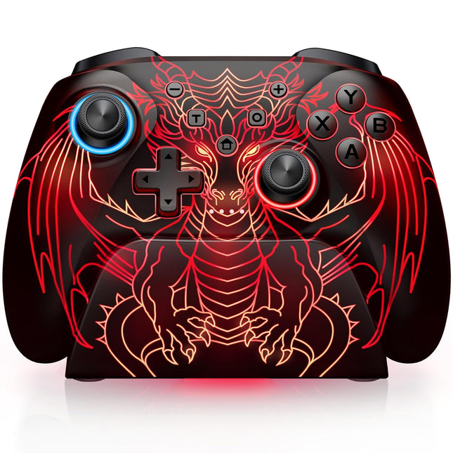 Wireless PC Gaming Controller with Hall Effect Joysticks, Charging Dock & RGB