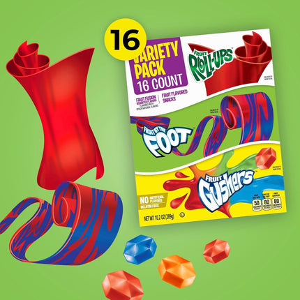 Fruit Flavored Snacks Variety Pack, Gluten Free, 16 Pouches, 10.2 oz