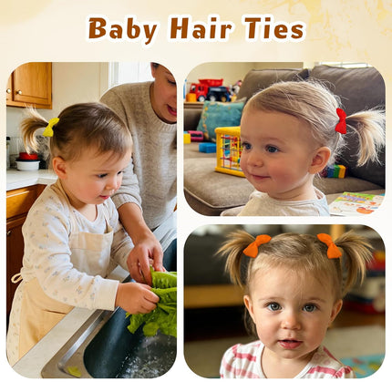 Hair Ties for Baby Girls - 42 Small 2-Inch Hair Bows in 21 Color Pairs