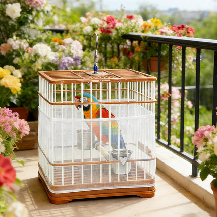 Bird Cage Seed Catcher Guard, Adjustable Stretchy Net Cover for Parrot Enclosures, Bird Cage Skirt Netting, Seed Catcher for Protective Shield for Parrot Enclosures (White)