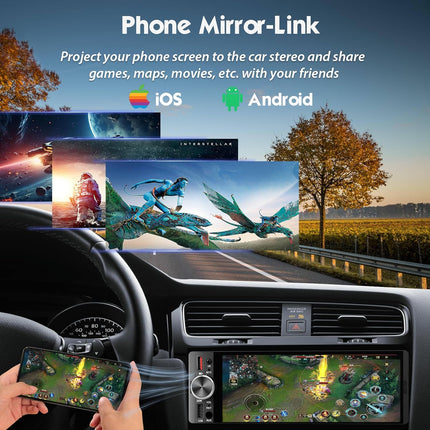 6.36-Inch Single DIN In-Cell Touchscreen Car Stereo with Smartphone Integration, 240W DSP Sound, Backup Camera, Hands-Free Calling, and AM/FM Radio