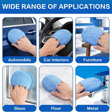 6 Pack Microfiber Wax Applicator Pads with Finger Pocket, 5 Inch