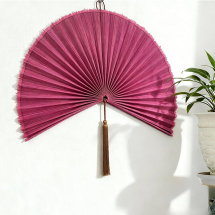 48-Inch Pink Bamboo Decorative Folding Fan Wall Art
