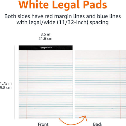 Wide Ruled Lined Writing Note Pads, 8.5 x 11.75 Inch, White, 12-Pack