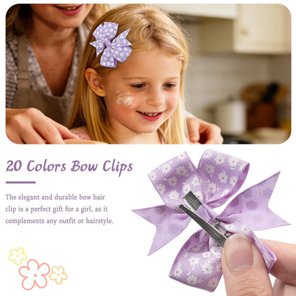 40-Piece 3 Inch Grosgrain Ribbon Pinwheel Hair Bow Alligator Clips for Girls