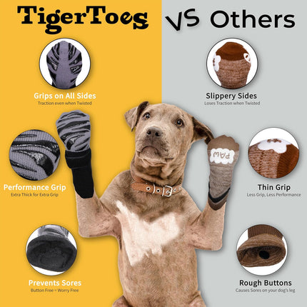 PawHaven RefugioPata DOK TigerToes Premium Non-Slip Dog Socks for Hardwood Floors — Pet Supplies