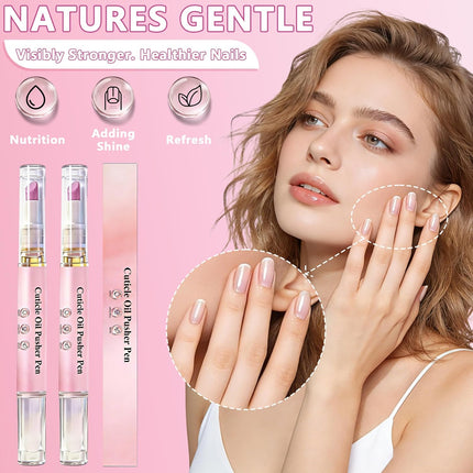 2-in-1 Ceramic Cuticle Pusher & Oil Pen, 2 Packs