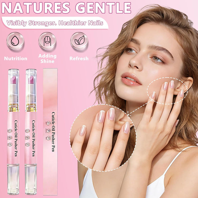 2-in-1 Ceramic Cuticle Pusher & Oil Pen, 2 Packs