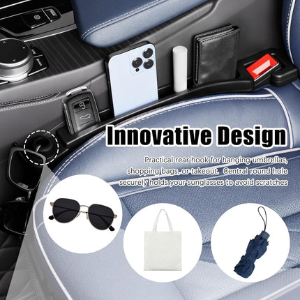2-Piece Black Car Seat Gap Filler Organizer