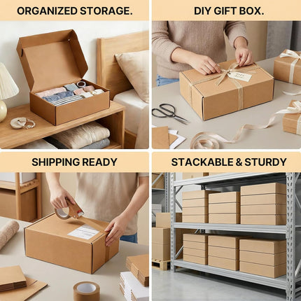 8x6x2 inches Small Shipping Boxes 25 Pack, Corrugated Cardboard Gift Boxes, Mailing Boxes