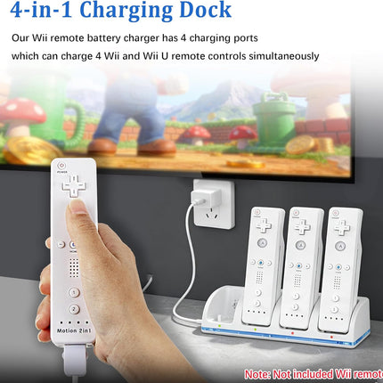 NexWave OndaNex 4-in-1 Wii Remote Charging Station with 4X 2800mAh Rechargeable Batteries & — Smart Tech