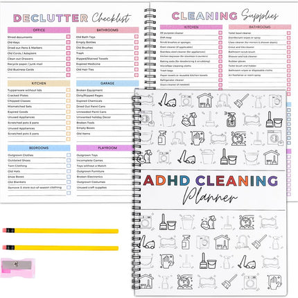 ADHD Cleaning Planner for Adults - Undated Chore Organizer Notebook