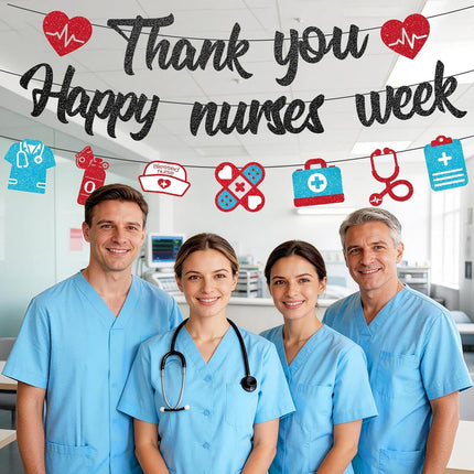 LittleNest NidoPequeño Pre-strung Nurses Week Decorations 2026 Thank You Happy Nurses Week Banner — Baby & Toddler
