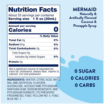 Sugar Free Mermaid Flavor Syrup, 25.4 fl oz
