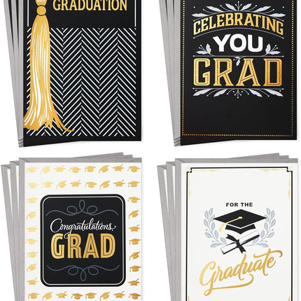 Graduation Cards Assortment, Black and Gold, Congratulations Grad (12 — Home & Lifestyle