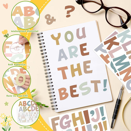 HomeChef ChefDelHogar Bulletin Board Letters 132 Pcs 12 Sheets Large Letter Stickers Vinyl — Kitchen & Home