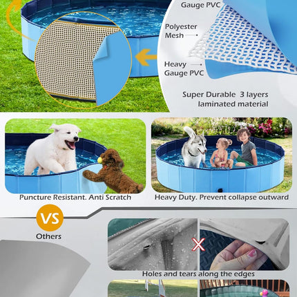 48-Inch Blue Foldable Pet Bath Pool