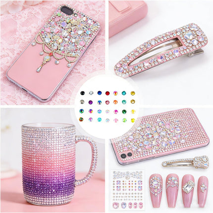 28 Colors Resin Jelly Gems Bedazzling Kit with 3mm Flatback Rhinestones and Glue