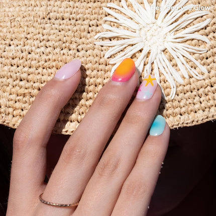 Semi Cured Gel Nail Strips - Neon Ombre, No LED Lamp Needed