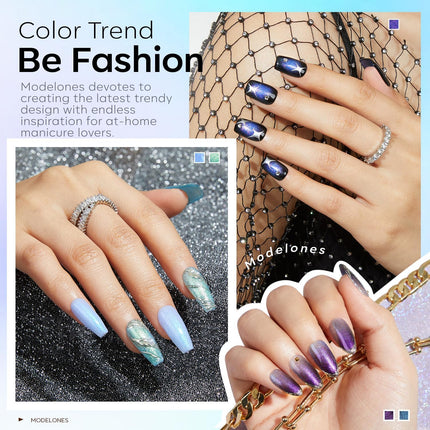Chameleon Aurora Shimmer Glitter Gel Nail Polish Set, 6 Colors