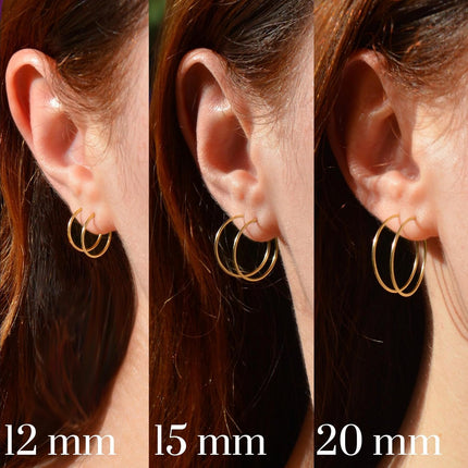 14k Real Gold Thin Hoop Earrings for Women